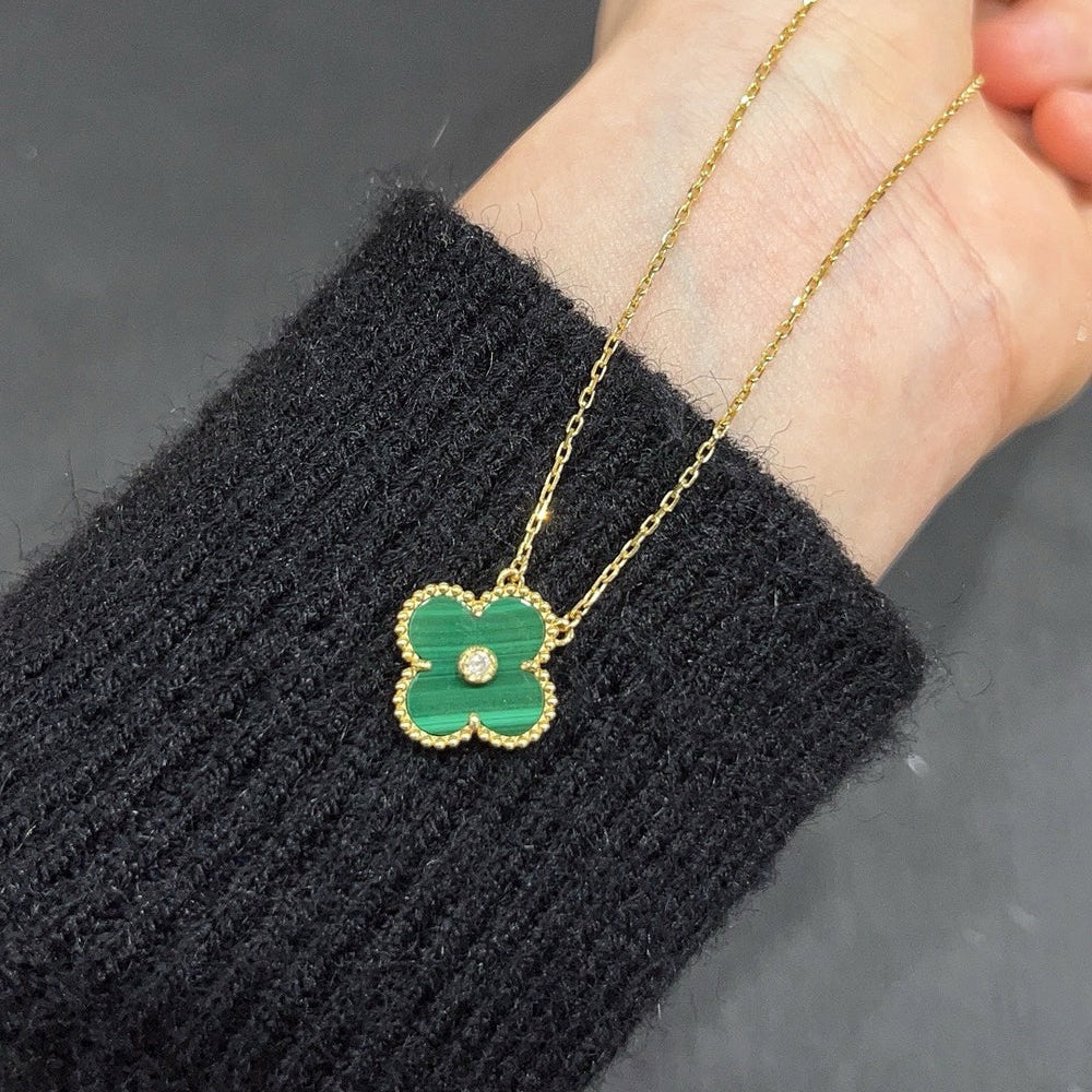[Kincade Jewelrys]CLOVER 15MM DIAMOND TURQUOISE NECKLACE