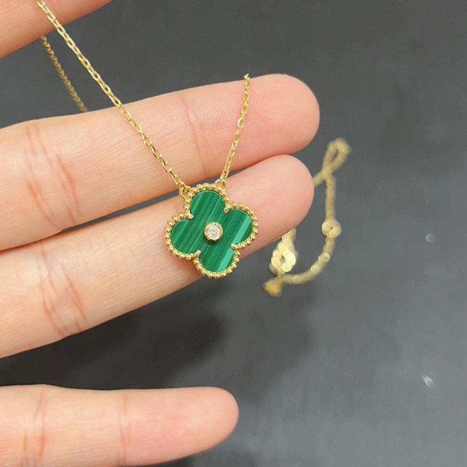 [Kincade Jewelrys]CLOVER 15MM DIAMOND TURQUOISE NECKLACE