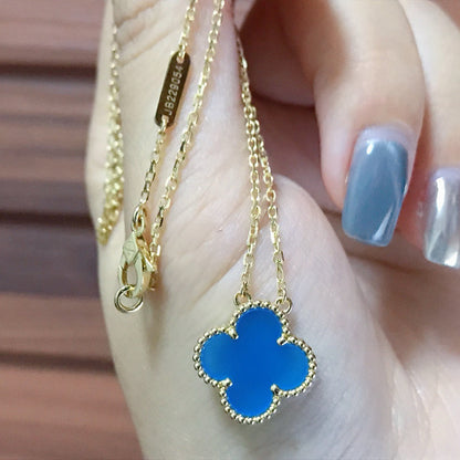 [Kincade Jewelrys]CLOVER 15MM BLUE AGATE NECKLACE