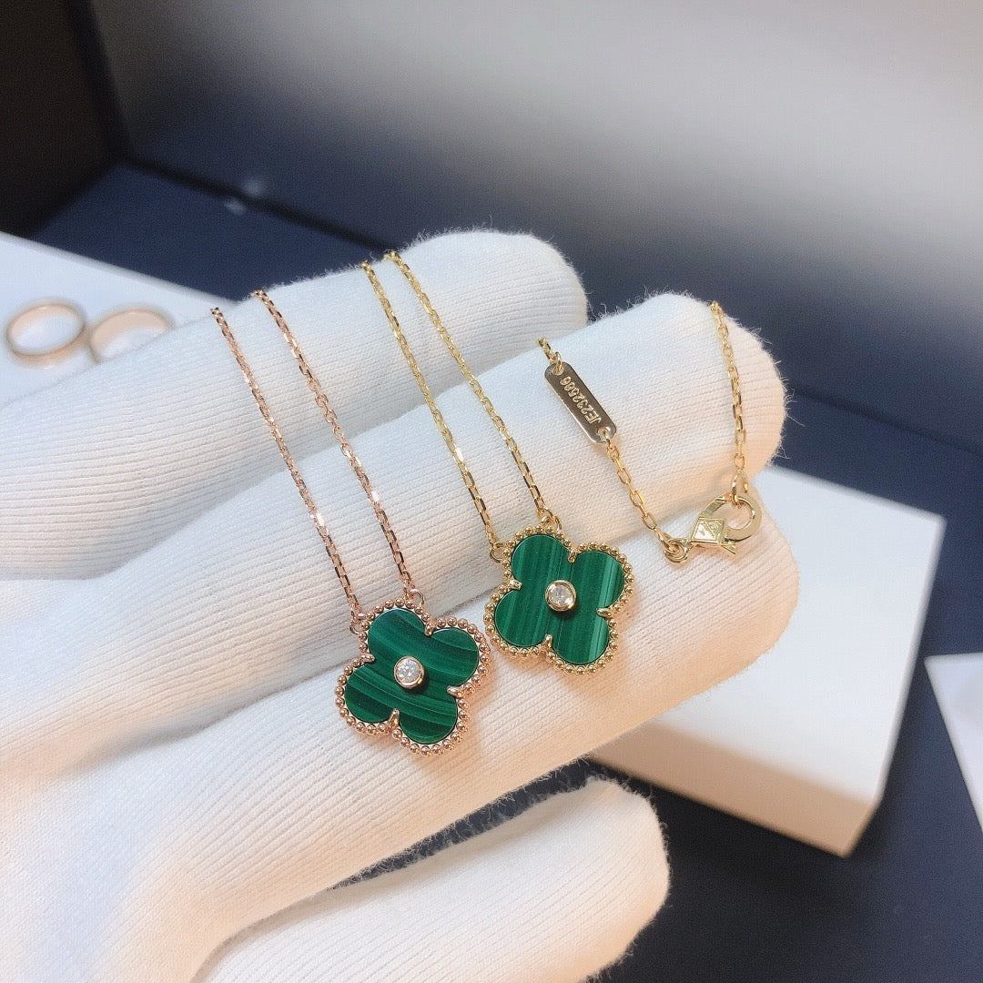 [Kincade Jewelrys]CLOVER 15MM DIAMOND TURQUOISE NECKLACE