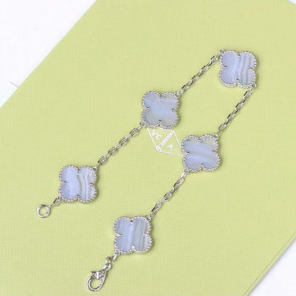 [Kincade Jewelrys]CLOVER  5 MOTIF PURPLE CHALCEDONY BRACELET SILVER