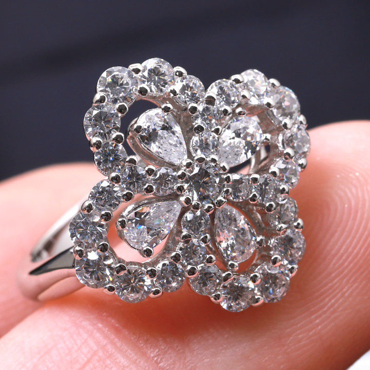 [Kincade Jewelrys]LOOP RING FULL MOTIF DIAMOND 16MM SILVE