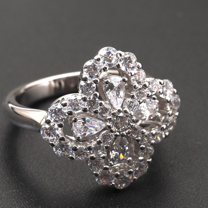 [Kincade Jewelrys]LOOP RING FULL MOTIF DIAMOND 16MM SILVE