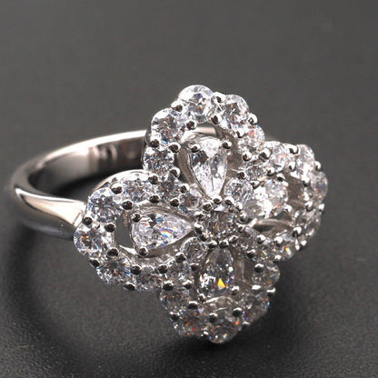 [Kincade Jewelrys]LOOP RING FULL MOTIF DIAMOND 16MM SILVE