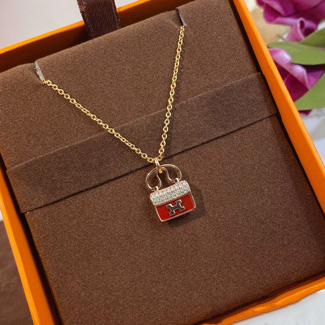 [Kincade Jewelrys]CONSTANCE RED PEDANT PINK GOLD NECKLACE