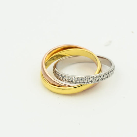 [Kincade Jewelrys]TRINITY RING GOLD PINK GOLD SILVER DIAMONDS