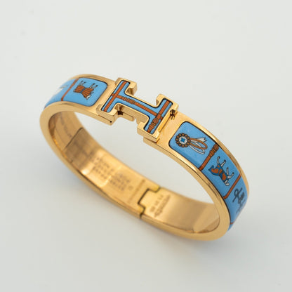 [Kincade Jewelrys]H PINK GOLD BRACELET BLUE CERAMIC