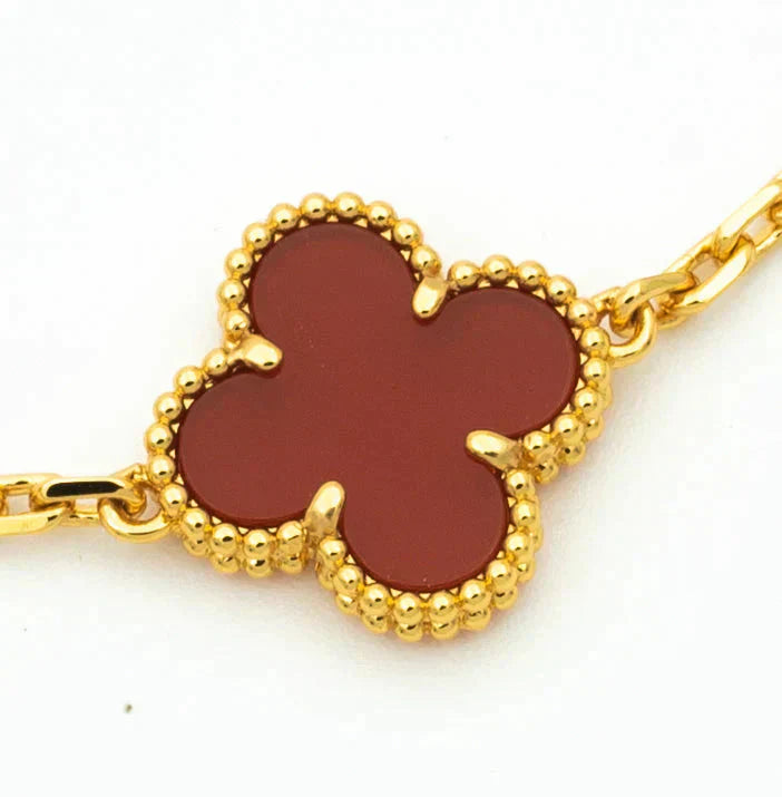 [Kincade Jewelrys]CLOVER 5 MOTIFS CARNELIAN DIAMOND BRACELET