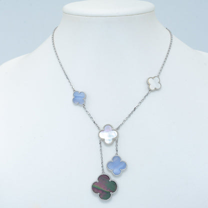 [Kincade Jewelrys]CLOVER MOP CHALCEDONY NECKLACE SILVER 6 MOTIF