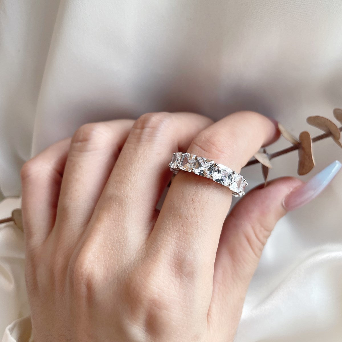[Kincade Jewelrys]Elegant Princess Cut Tennis Ring