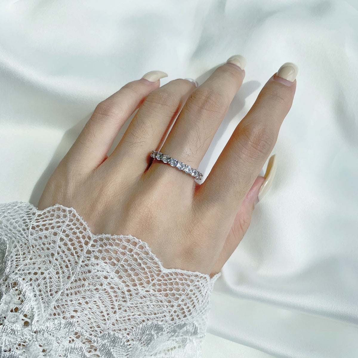 [Kincade Jewelrys]Sparkling Round Cut Tennis Ring