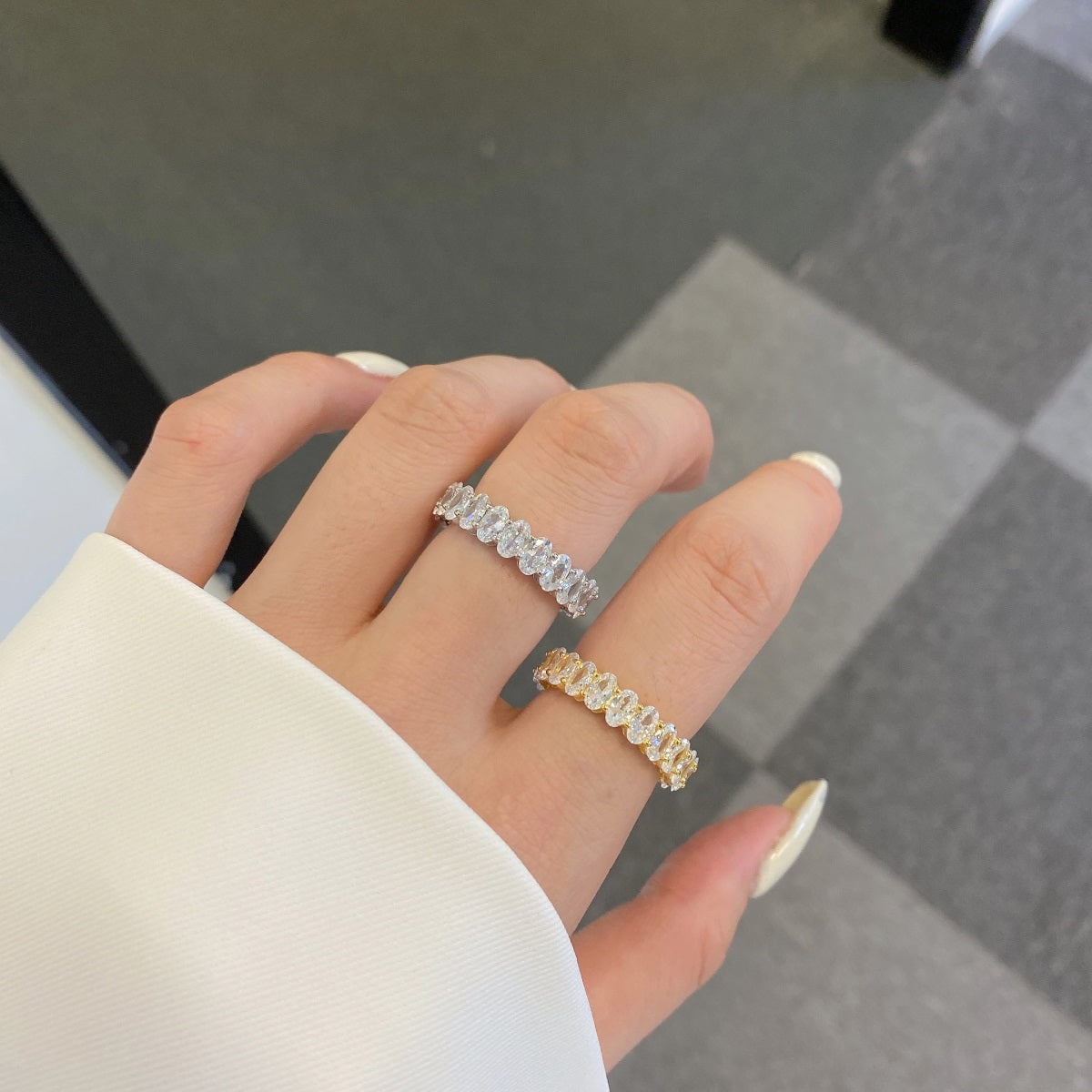 [Kincade Jewelrys]Ornate Oval Cut Tennis Ring