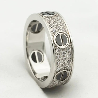 [Kincade Jewelrys]LOVE RING 5.5MM DIAMONDS PAVED CERAMIC