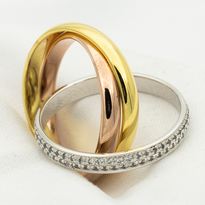 [Kincade Jewelrys]TRINITY RING GOLD PINK GOLD SILVER DIAMONDS