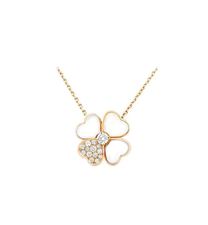 [Kincade Jewelrys] COLLAR DE ORO ROSA CON DIAMANTES Y TRÉBOL