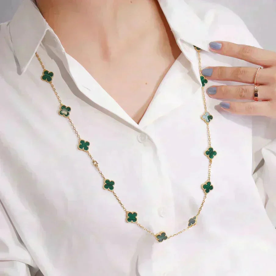 [Kincade Jewelrys]CLOVER 20 MOTIFS MALACHITE GOLD