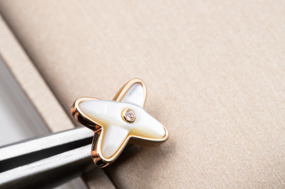 [Kincade Jewelrys]JEUX DE WHITE MOP PINK GOLD DIAMOND EARRINGS