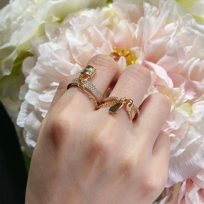 [Kincade Jewelrys]Anillo doble clochette HM Kelly con diamantes