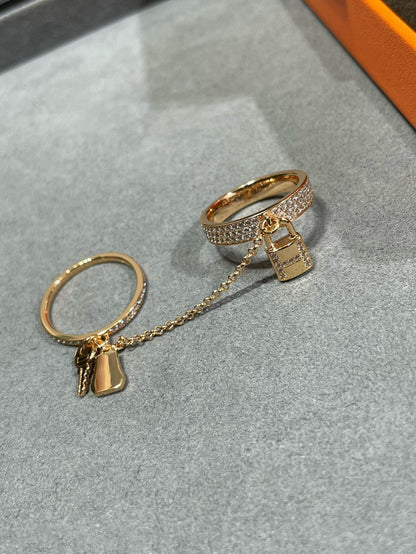 [Kincade Jewelrys]Anillo doble clochette HM Kelly con diamantes