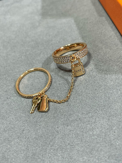 [Kincade Jewelrys]Anillo doble clochette HM Kelly con diamantes