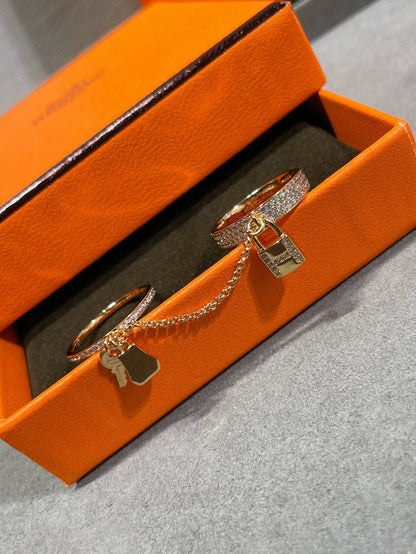 [Kincade Jewelrys]Anillo doble clochette HM Kelly con diamantes