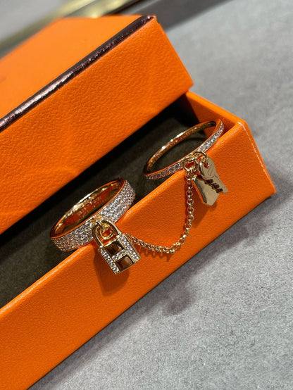[Kincade Jewelrys]Anillo doble clochette HM Kelly con diamantes