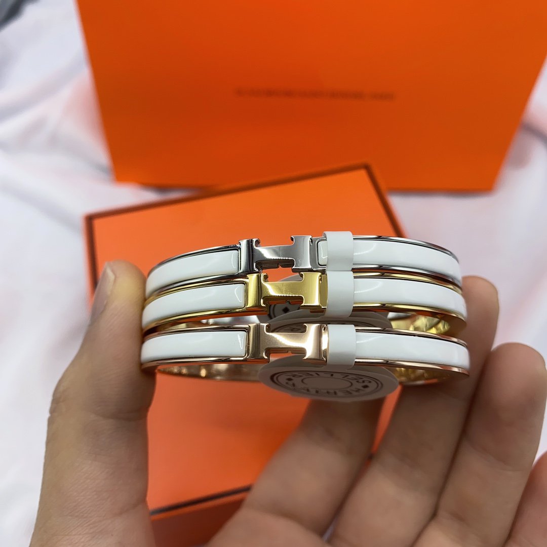 [Joyas Kincade]Pulsera clásica HM CLIC de esmalte blanco de 8 mm