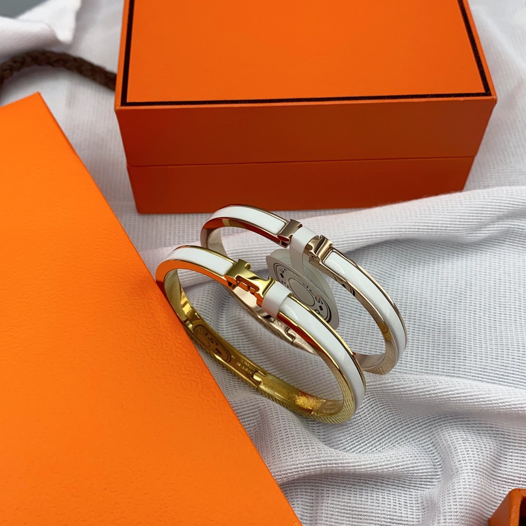 [Joyas Kincade]Pulsera clásica HM CLIC de esmalte blanco de 8 mm