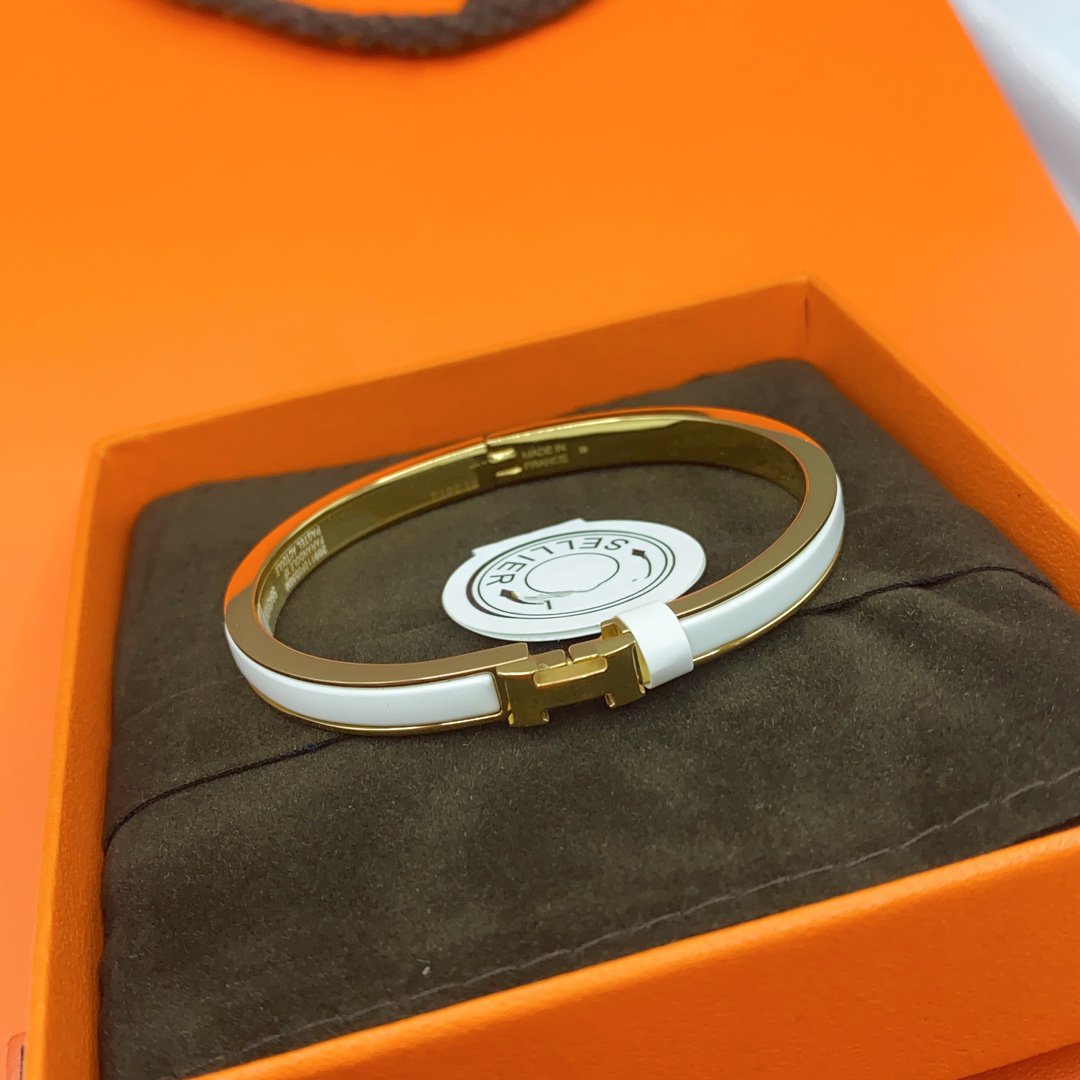 [Joyas Kincade]Pulsera clásica HM CLIC de esmalte blanco de 8 mm