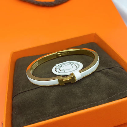 [Joyas Kincade]Pulsera clásica HM CLIC de esmalte blanco de 8 mm
