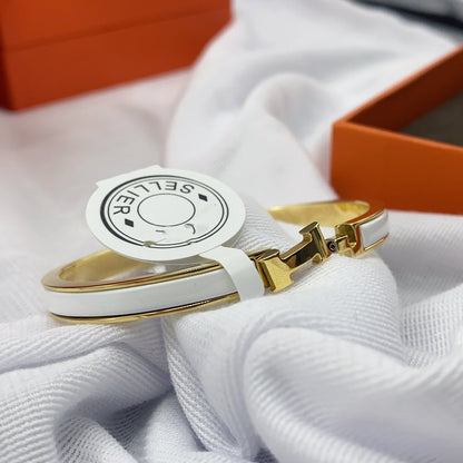 [Joyas Kincade]Pulsera clásica HM CLIC de esmalte blanco de 8 mm