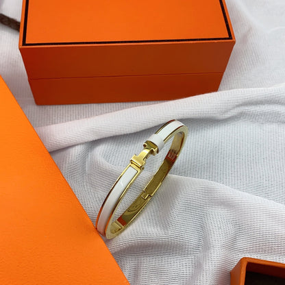 [Joyas Kincade]Pulsera clásica HM CLIC de esmalte blanco de 8 mm
