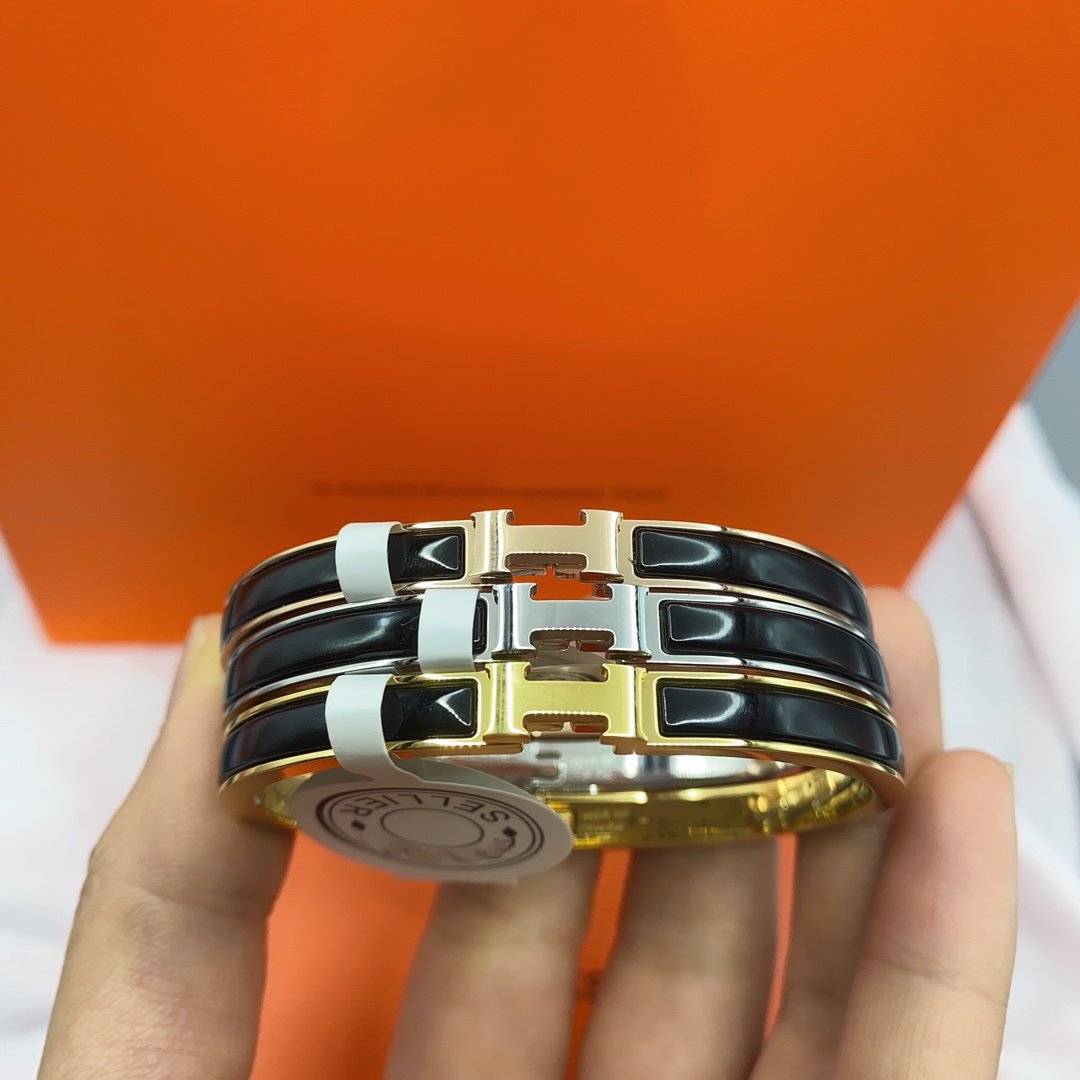 [Kincade Jewelrys]CLASSIC HM CLIC BLACK 8MM ENAMEL BRACELET