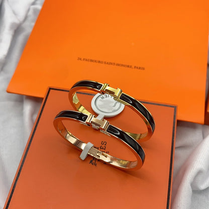 [Kincade Jewelrys]CLASSIC HM CLIC BLACK 8MM ENAMEL BRACELET