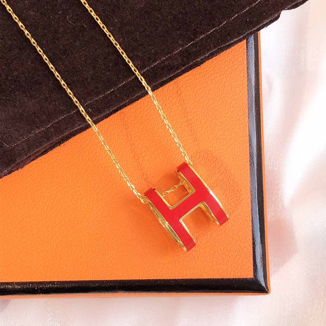[Kincade Jewelrys]HM CLIC RED ENAMEL GOLD NECKLACE