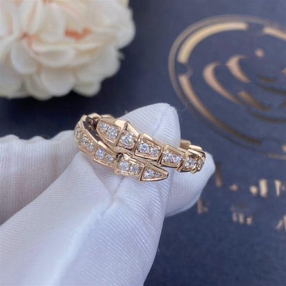 [Kincade Jewelrys]SERPENTI RING PINK GOLD DIAMOND PAVED 4MM