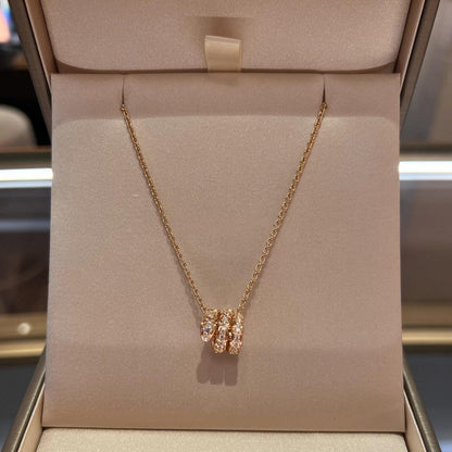 [Kincade Jewelrys]COLLAR SERPENTI DE ORO ROSA CON DOBLE ANILLO Y DIAMANTE