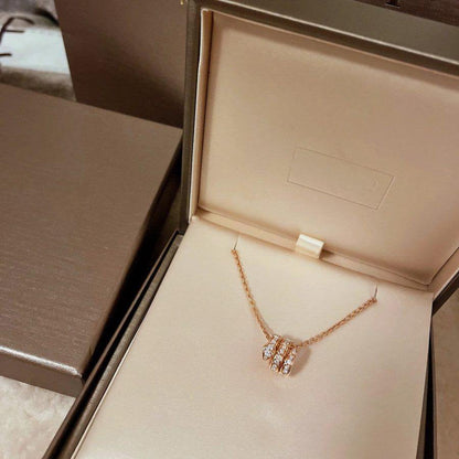 [Kincade Jewelrys]COLLAR SERPENTI DE ORO ROSA CON DOBLE ANILLO Y DIAMANTE