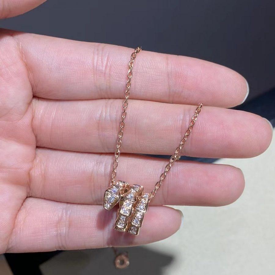[Kincade Jewelrys]COLLAR SERPENTI DE ORO ROSA CON DOBLE ANILLO Y DIAMANTE