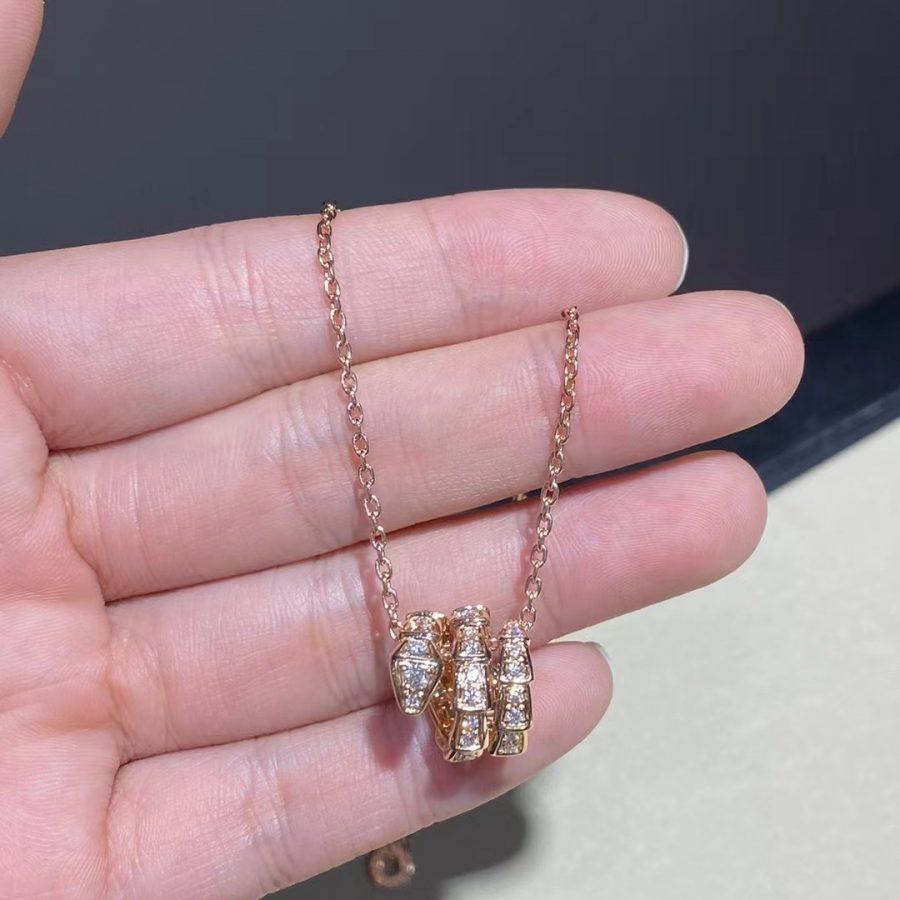 [Kincade Jewelrys]COLLAR SERPENTI DE ORO ROSA CON DOBLE ANILLO Y DIAMANTE