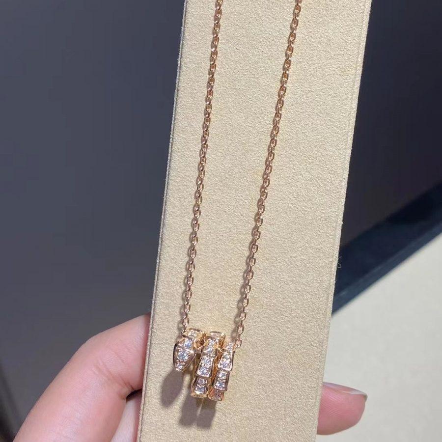 [Kincade Jewelrys]COLLAR SERPENTI DE ORO ROSA CON DOBLE ANILLO Y DIAMANTE
