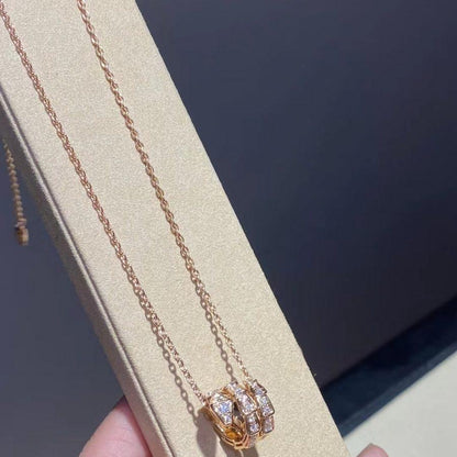 [Kincade Jewelrys]COLLAR SERPENTI DE ORO ROSA CON DOBLE ANILLO Y DIAMANTE