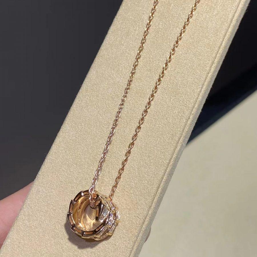 [Kincade Jewelrys]COLLAR SERPENTI DE ORO ROSA CON DOBLE ANILLO Y DIAMANTE