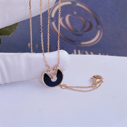 [Kincade Jewelrys]AMULETTE ROSE GOLD ONYX NECKLACE