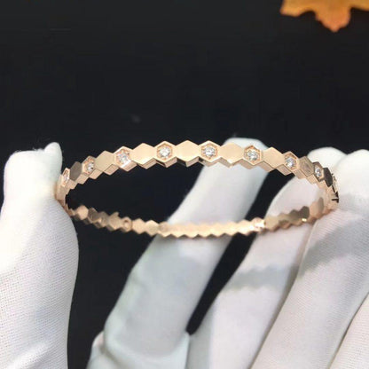 [Kincade Jewelrys]Pulsera de diamantes en oro rosa con diseño de abejas 