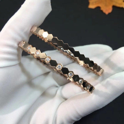 [Kincade Jewelrys]Pulsera de diamantes en oro rosa con diseño de abejas 