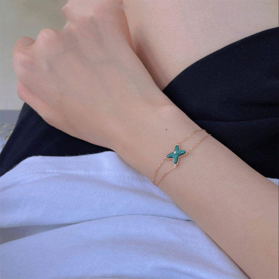 [Kincade Jewelrys]JEUX BRACELET MALACHITE PINK GOLD 1 DIAMOND