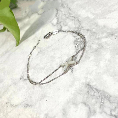 [Kincade Jewelrys]JEUX BRACELET WHITE MOP SILVER 1 DIAMOND