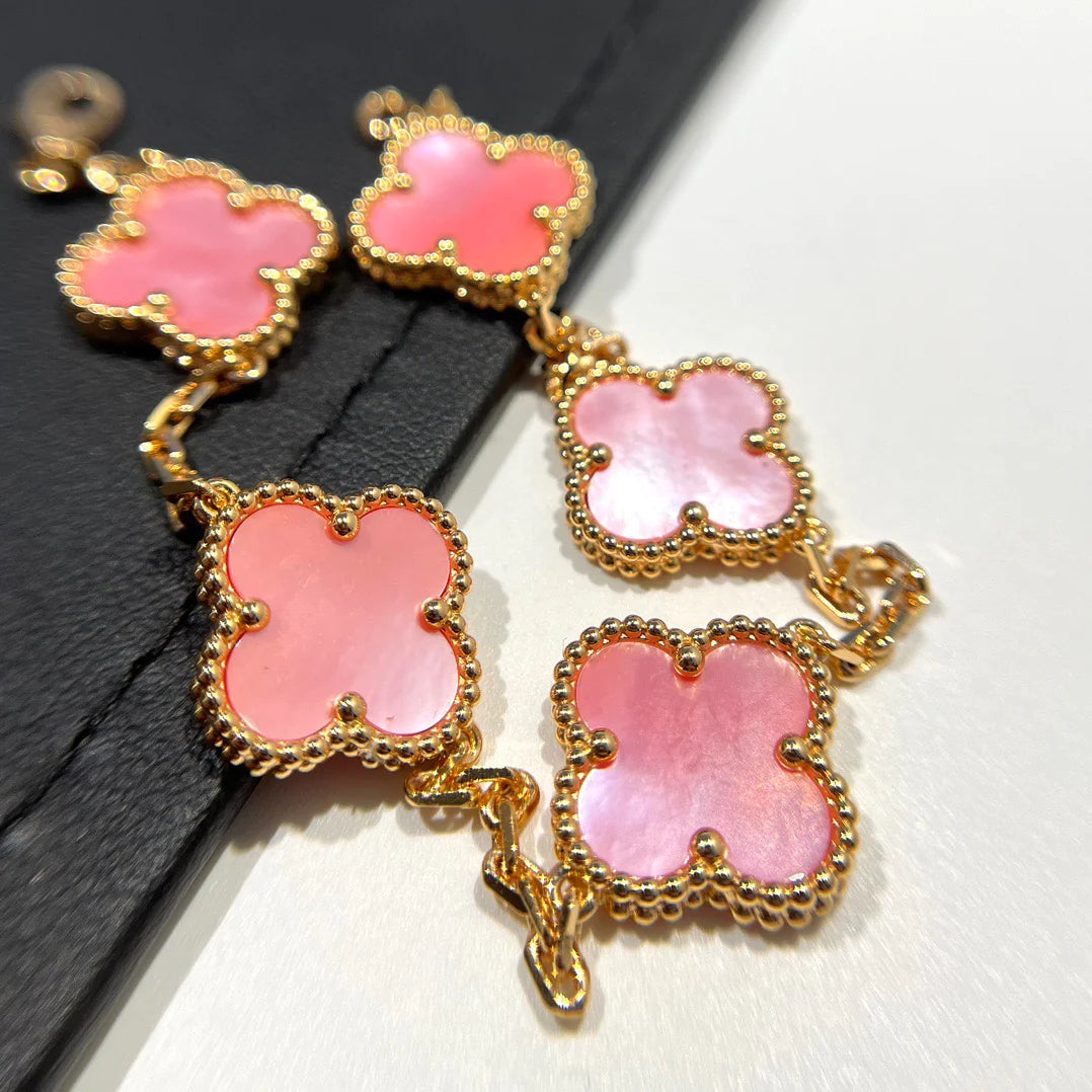 [Kincade Jewelrys]CLOVER 5 PINK MOP BRACELET