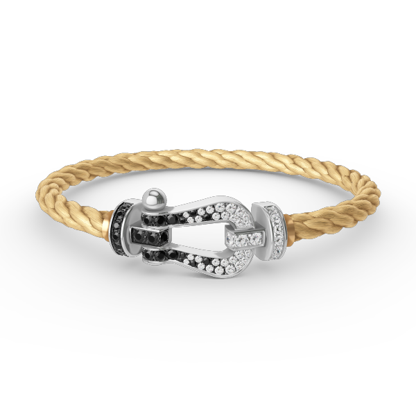 [Kincade Jewelrys]FORCE LARGE HORSESHOE BLACK WHITE DIAMOND BRACELET SILVER